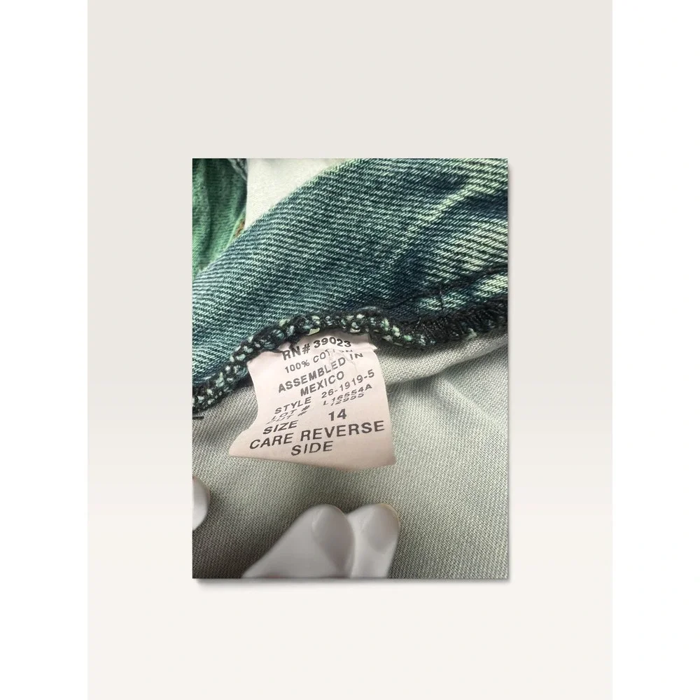 Vintage Forenza Womens Size 14 Teal Green Denim Bermuda Shorts High Waist 90s